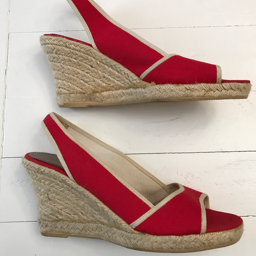 J. Crew Canvas & Raffia Wedges NWOT - Picture 5 of 7